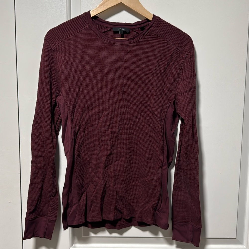 Vince maroon LS ribbed tee size small